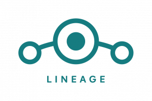 LineageOS Logo - two smaller circles on either side with lines connecting to a larger circle in the center with a dot inside and the text "Lineage" below the circles